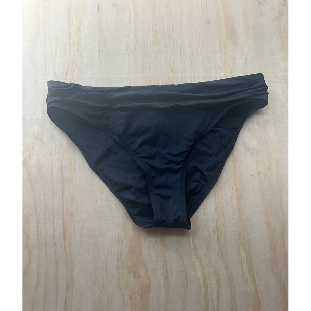 La Blanca Womens Black Ruched Waist Bikini Swimsuit‎ Bottoms Size 12 LB00010